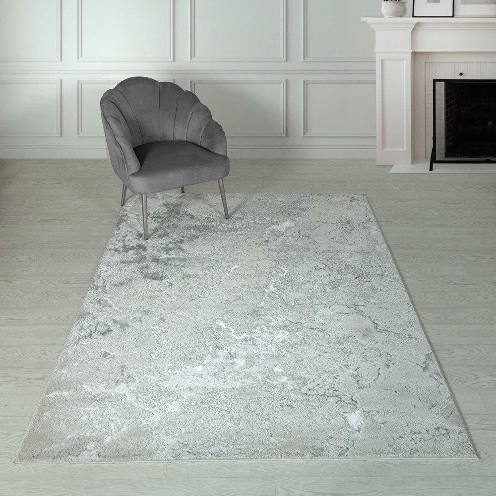 Aurora Solar AU03 Marble Rugs in Silver Grey